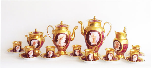 SOLD French 19th Century Schoelcher Paris Porcelain Coffee Service