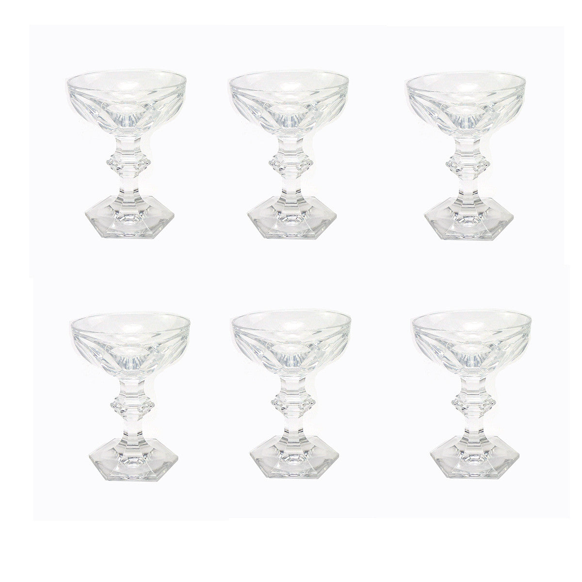 SOLD French Baccarat Crystal Champagne Coupes in Harcourt Pattern, Set of 6