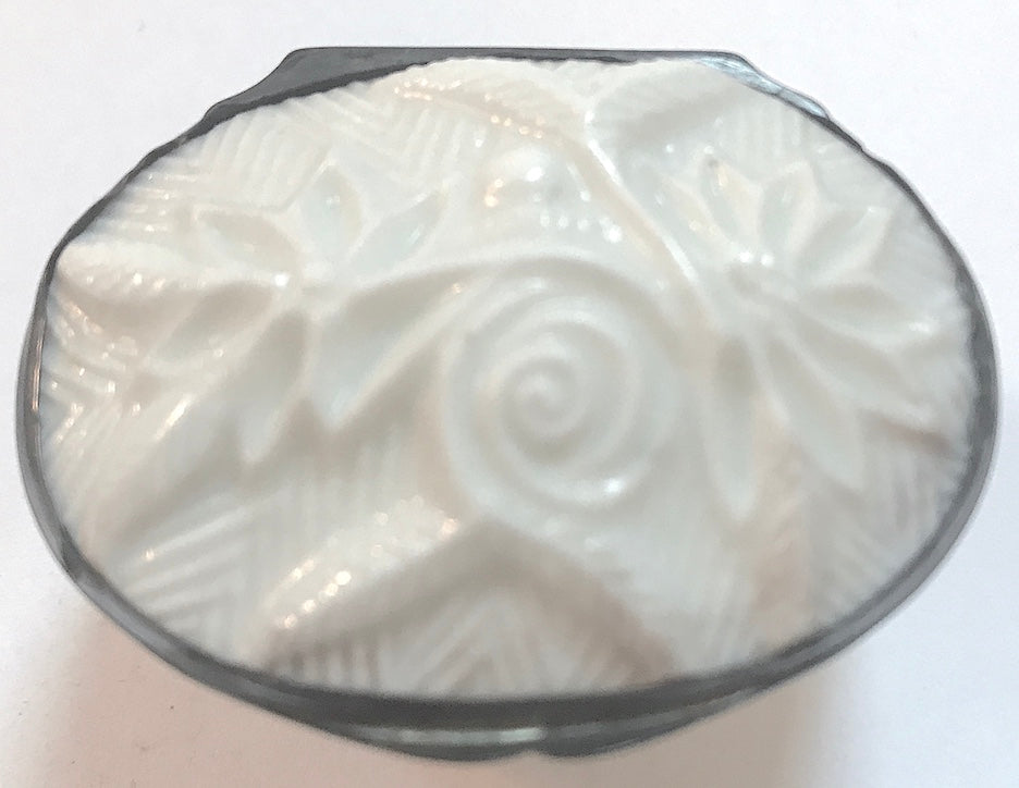 French 18th Century Mennecy Porcelain Silver Mounted Snuff Box.