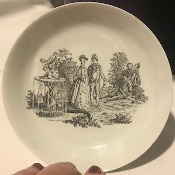 18th Century Worcester Porcelain Saucer Transfer Printed with La Cascade.