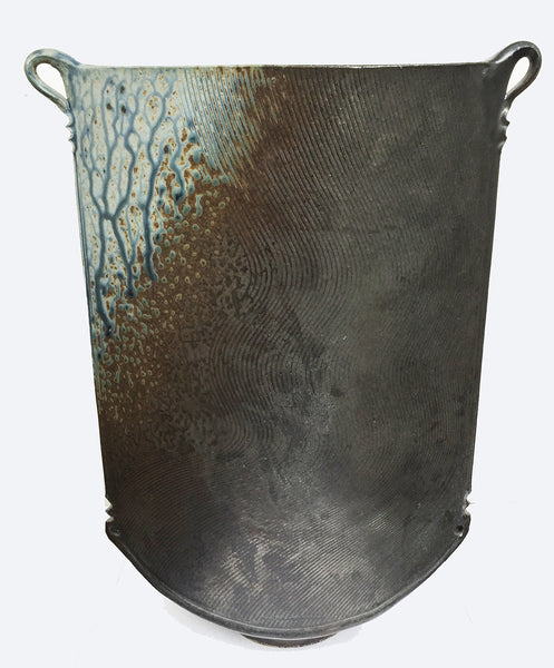 SOLD Richard Aerni Studio Pottery Ash-Glazed Stoneware Vase Vessel, 1988