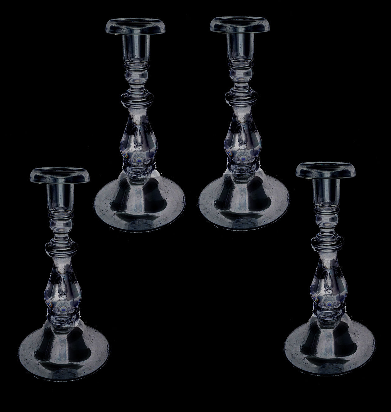 SOLD Pair American Steuben Glass Baluster Teardrop Candlesticks