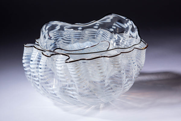 SOLD Dale Chihuly Seaform Three Piece Blown Glass Nesting Bowl Set