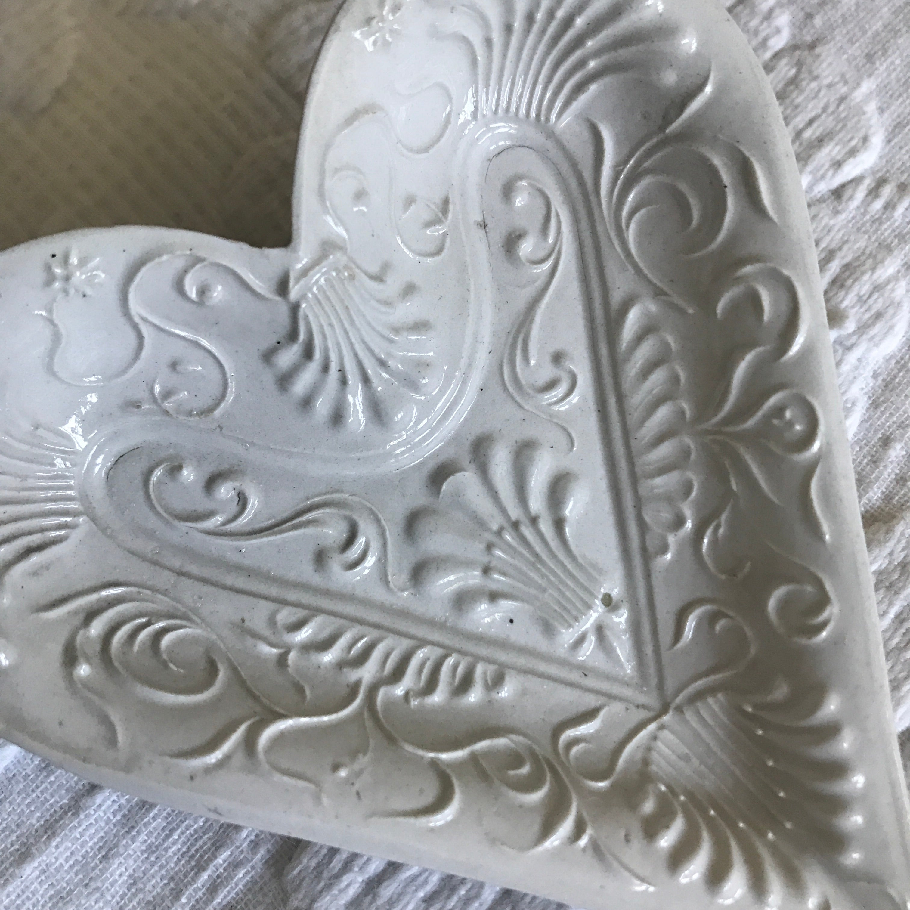 SOLD 18th Century English Saltglaze Stoneware Heart Shape Pickle Dish