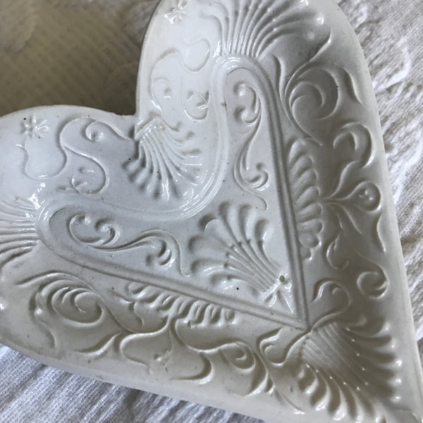 SOLD 18th Century English Saltglaze Stoneware Heart Shape Pickle Dish