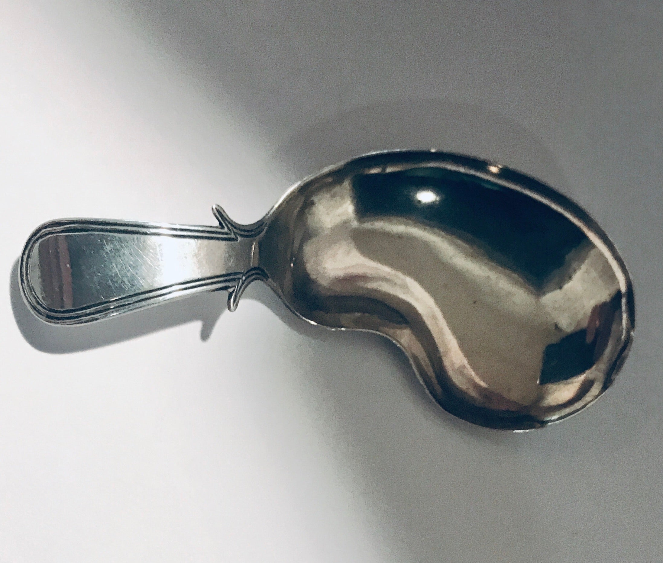 SOLD George III Silver Caddy Spoon with Kidney Shaped