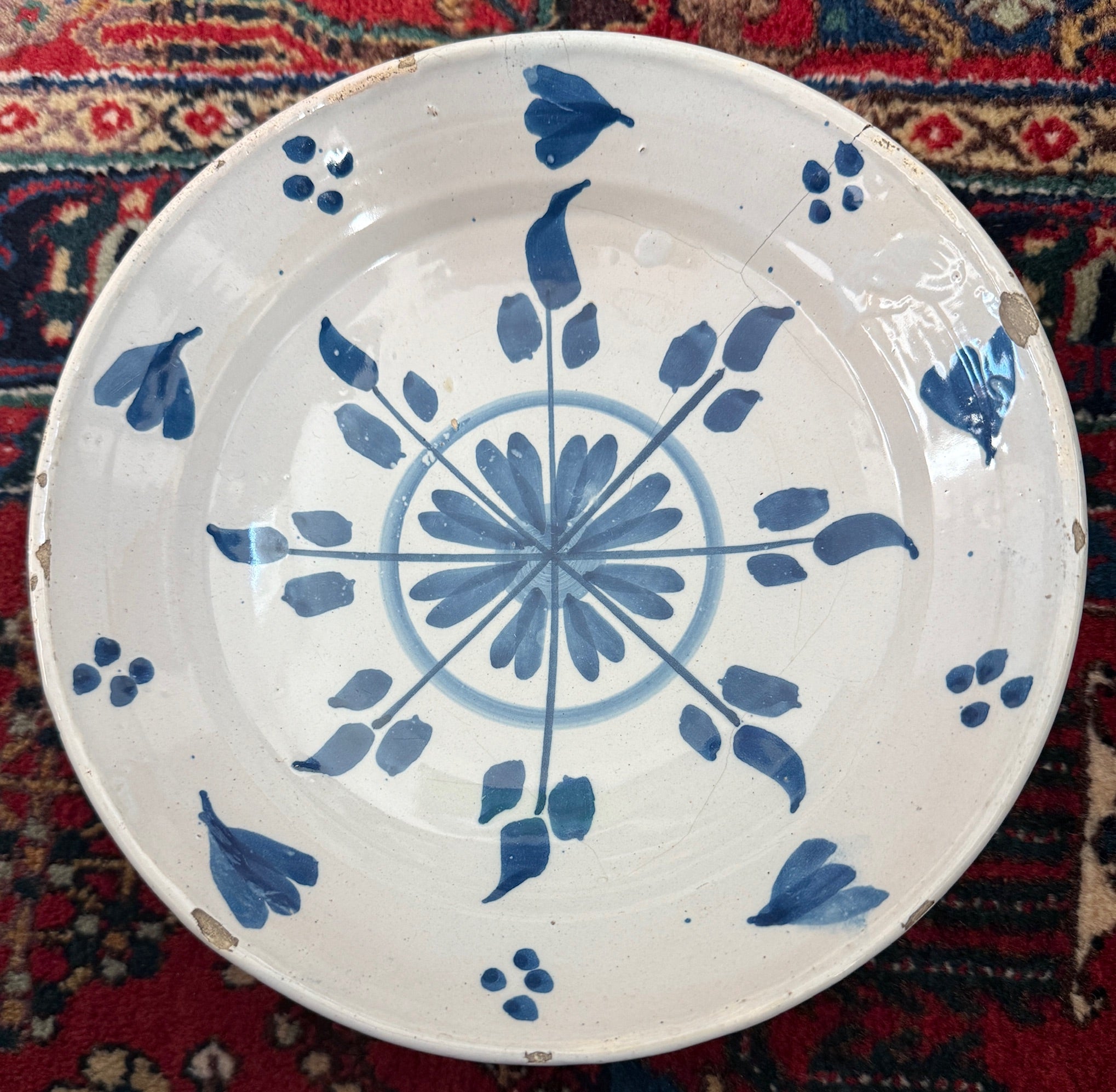 Three Dutch Delft Pancake Dish Painted in Blue on White