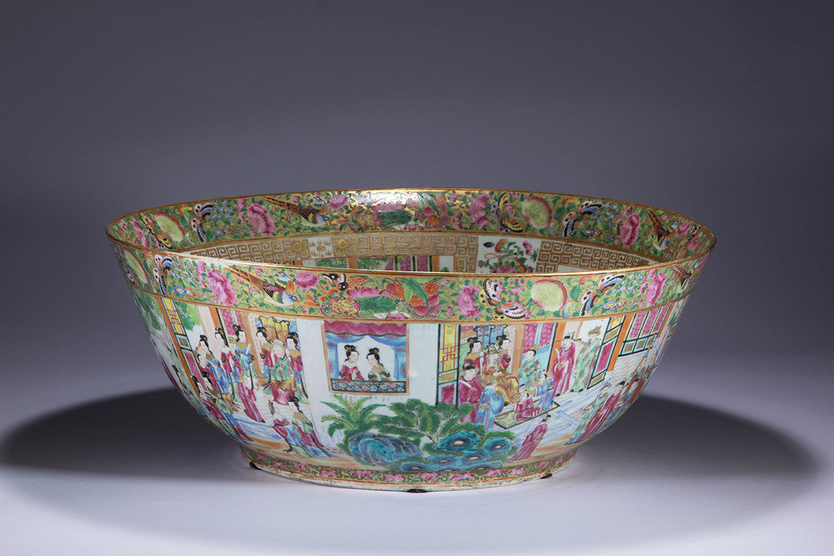 SOLD Chinese Export Porcelain Qing Dynasty Famille Rose Monumental Punch Bowl