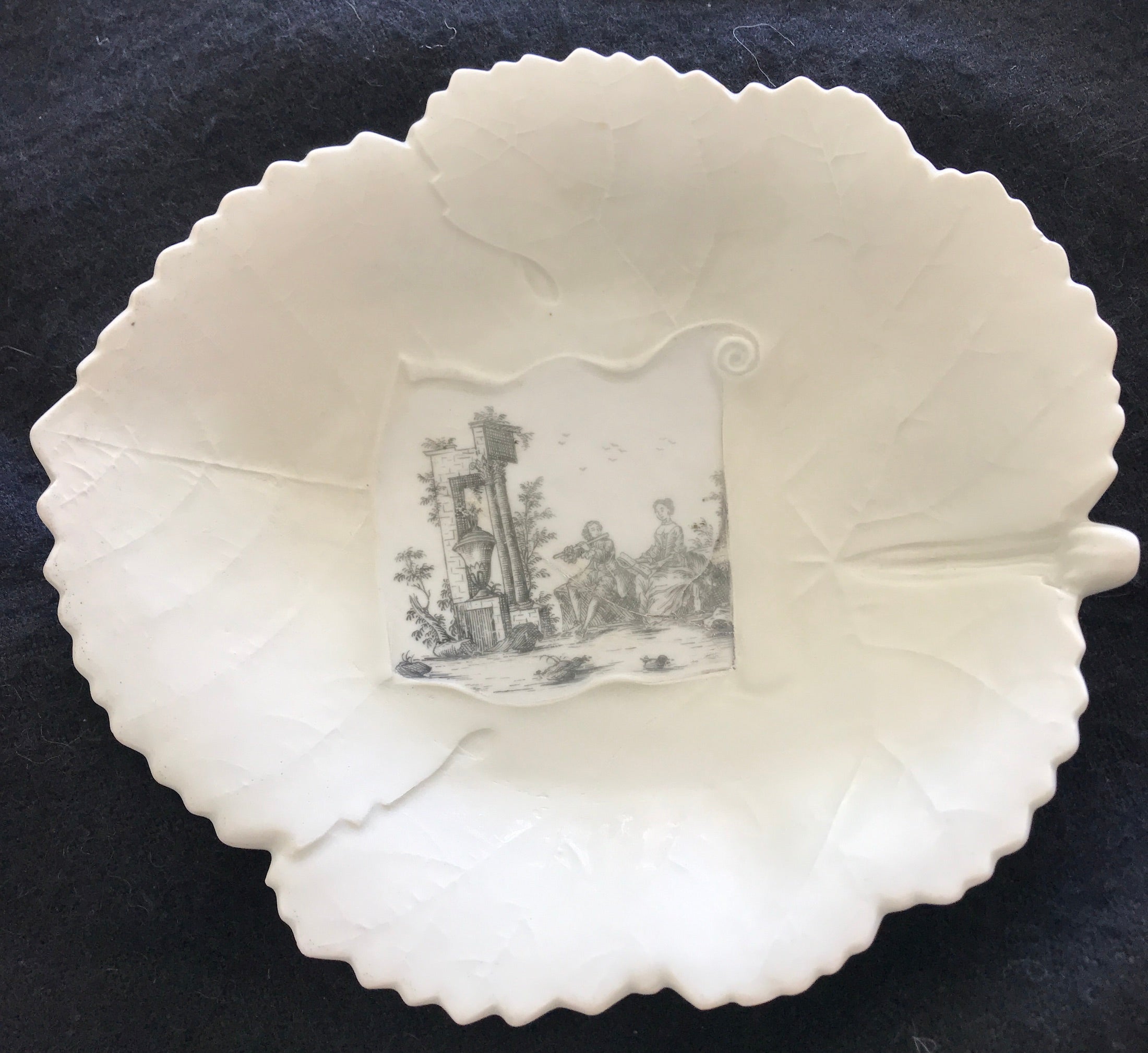 SOLD 18th Century Worcester Porcelain Leaf-Shaped Dish.