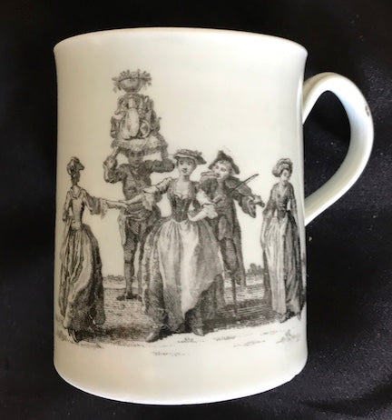 SOLD 18th Century Worcester Porcelain Black Transfer Printed Mug.