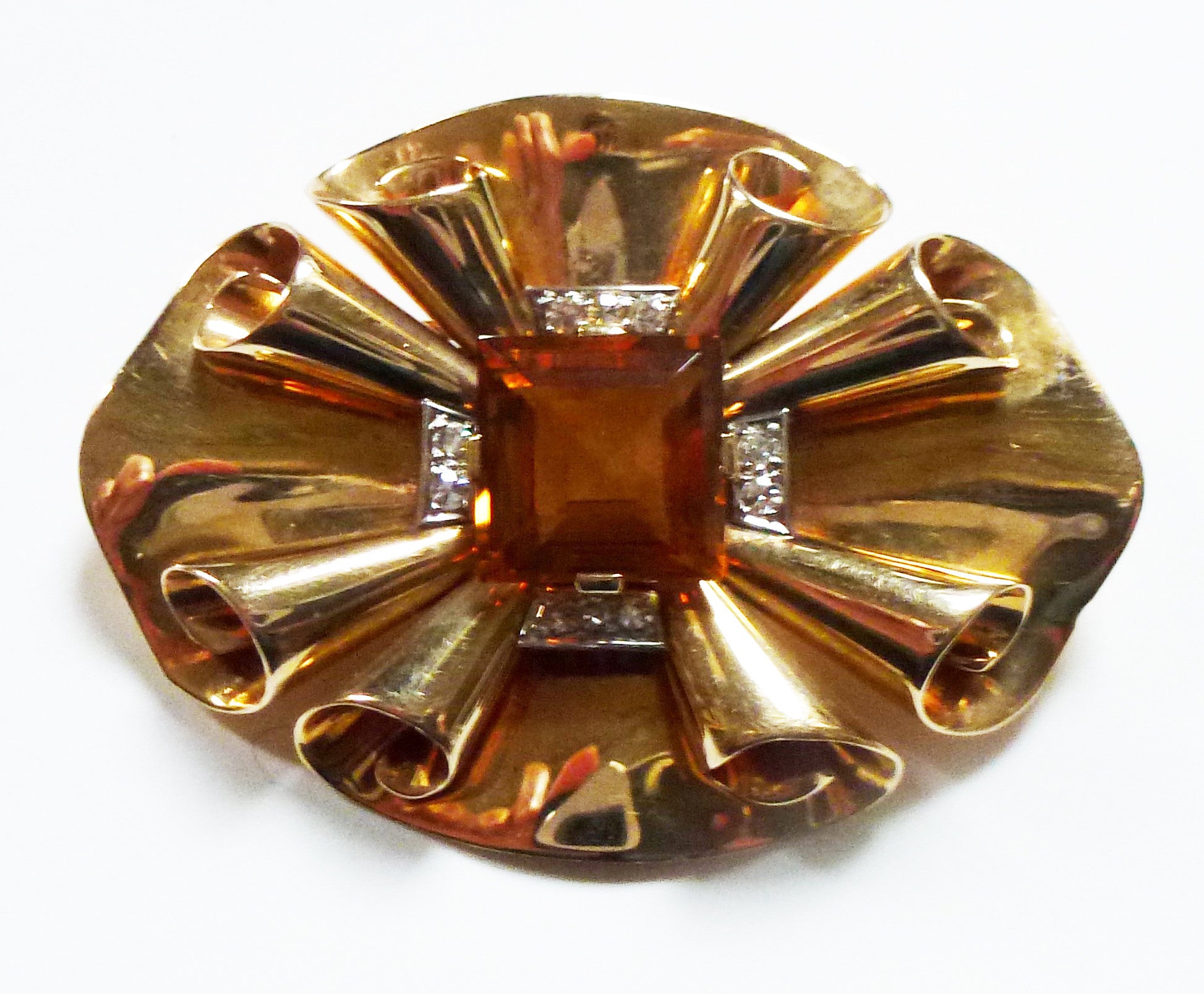 SOLD American Bailey, Banks & Biddle Citrine and Diamond Brooch