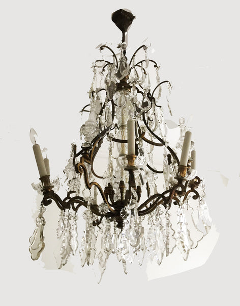 SOLD French Louis XV Style Gilt-Bronze and Cut-Glass Sixteen-Light Chandelier