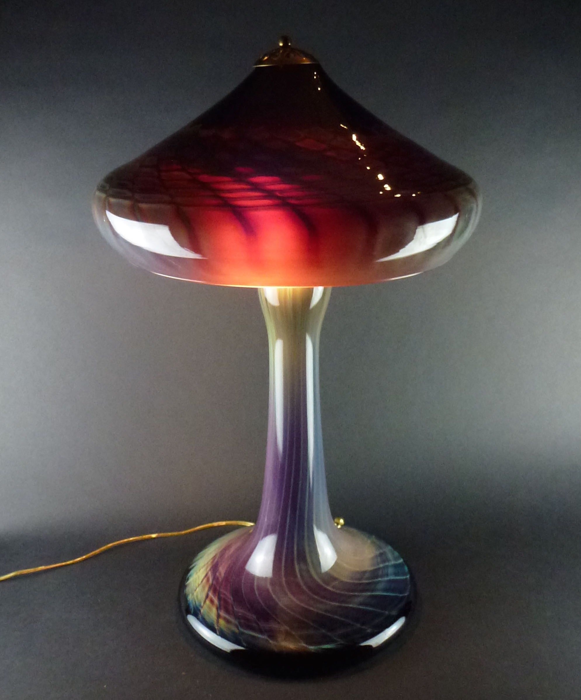 SOLD Joe Clearman Studio Glass Blown Dichroic Glass Table Lamp