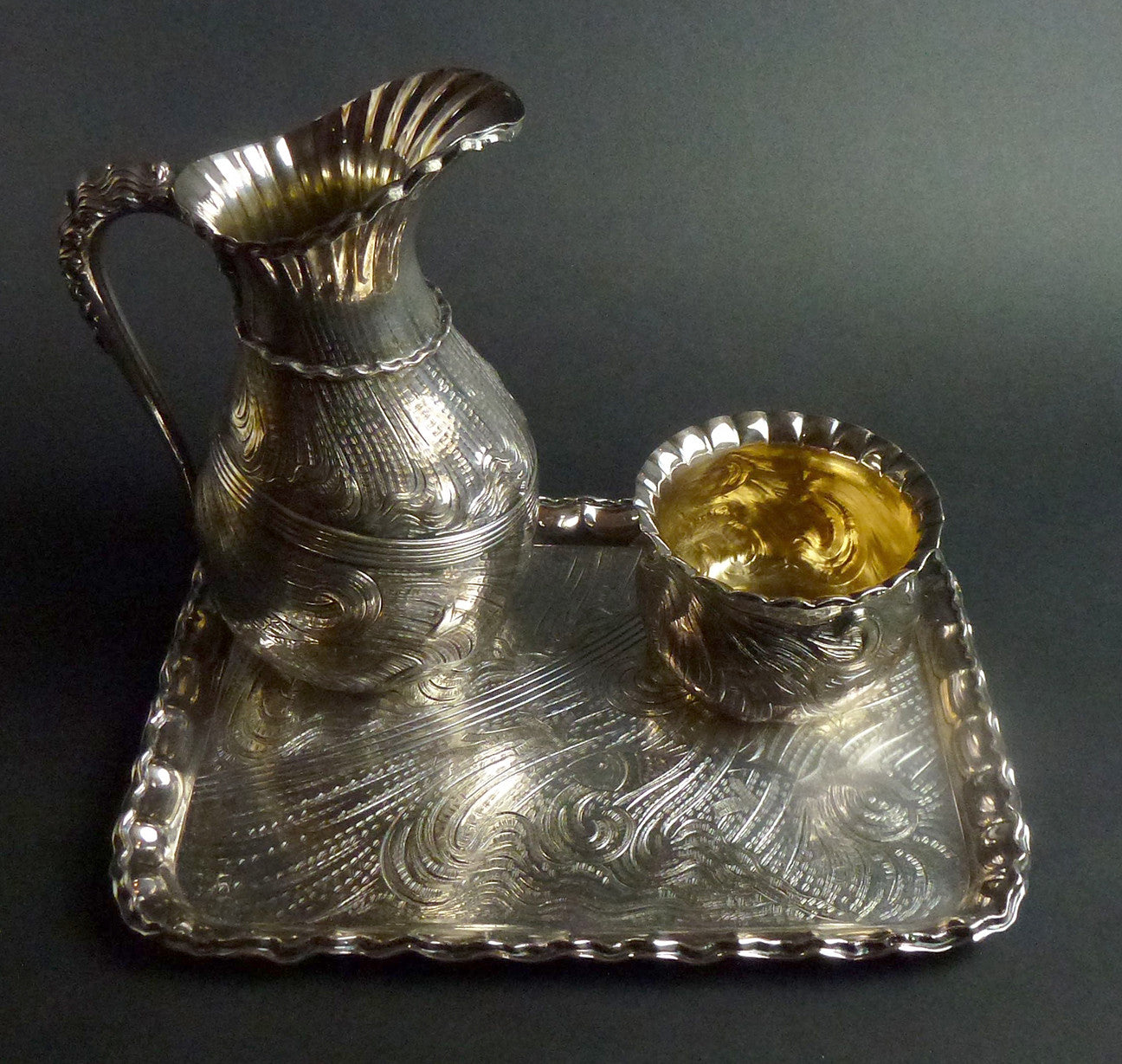 SOLD American Victorian Silver Plate  Middletown Plate Company Bachelor's Drinks Set