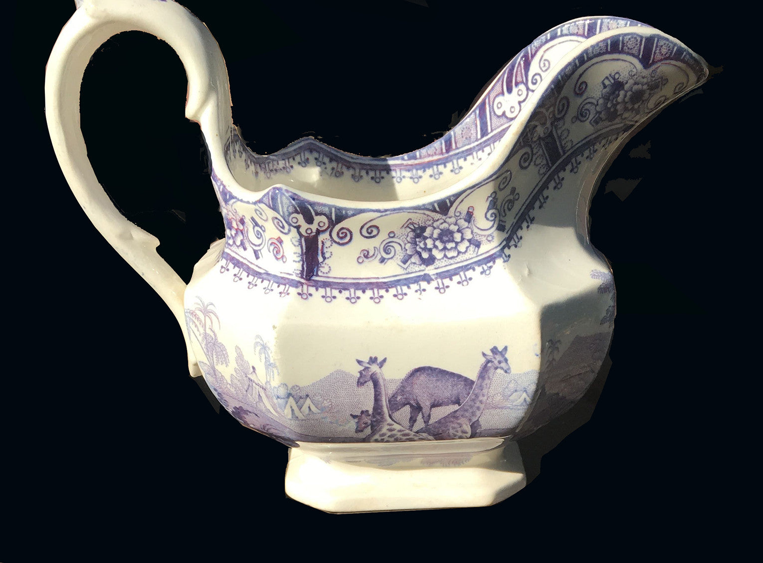 SOLD English Staffordshire Pottery Creamer by John Ridgway, "Giraffe" Pattern