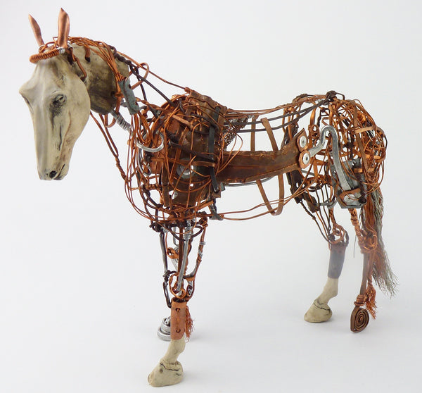 SOLD Aggie Zed Contemporary Metal and Ceramic Figural Sculpture of a Horse