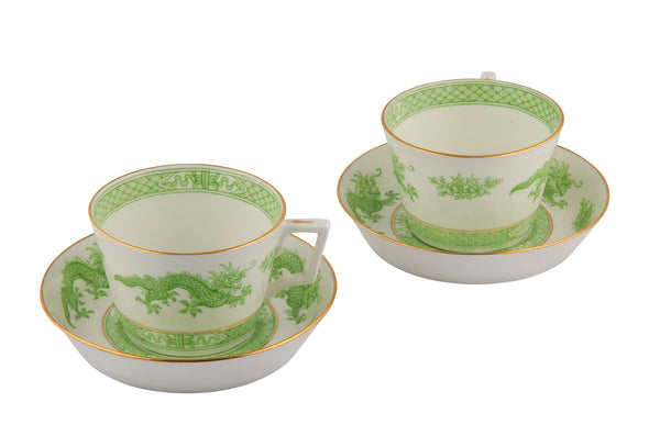 SOLD English Hammersley & Co. Green Dragon Pattern Bone China Breakfast Cup and Saucer