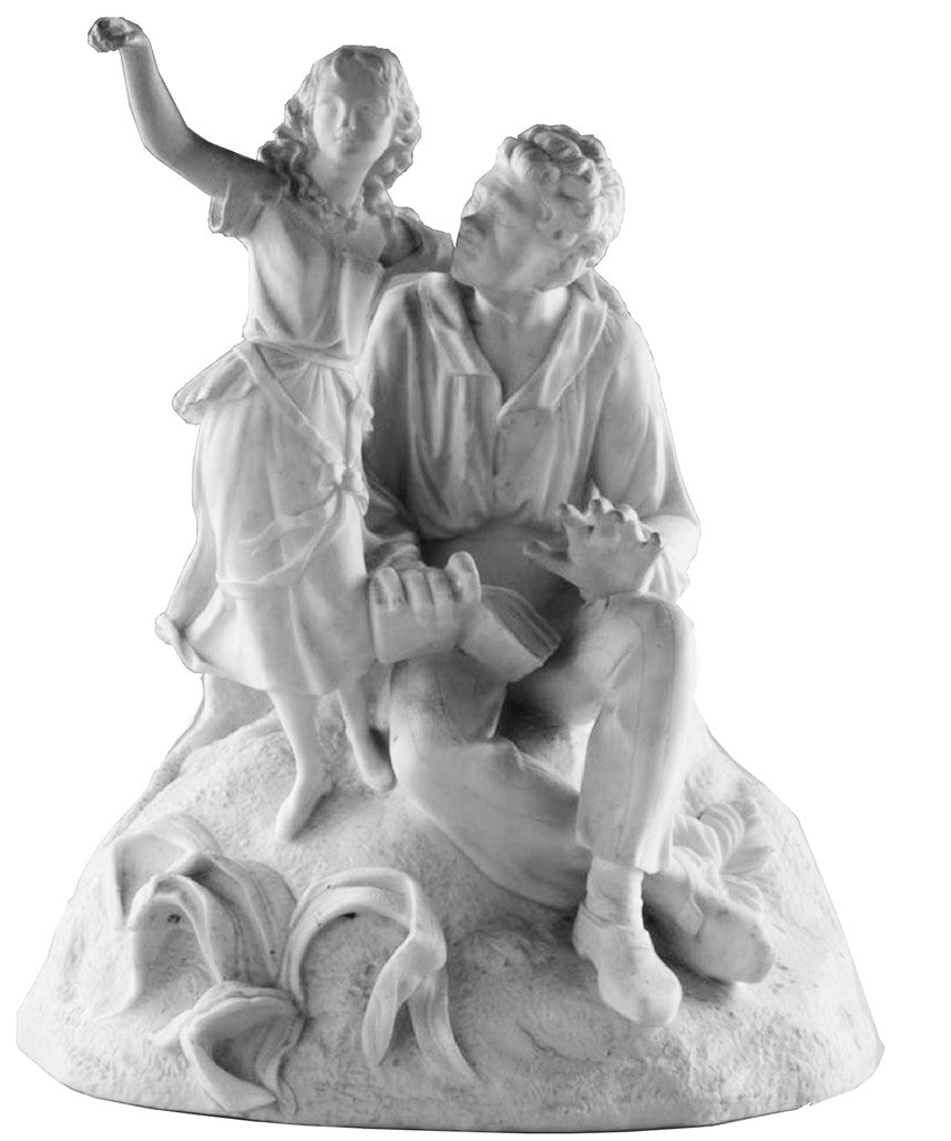 SOLD English Victorian Rare Worcester Parian Figural Group, "Uncle Tom, Eva"