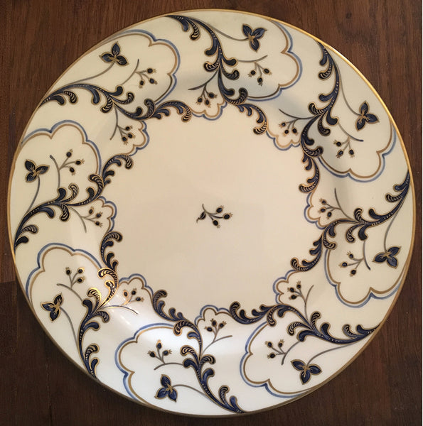 SOLD French Le Tallec Porcelain for Tiffany Blue and Gold Floral Dinnerware