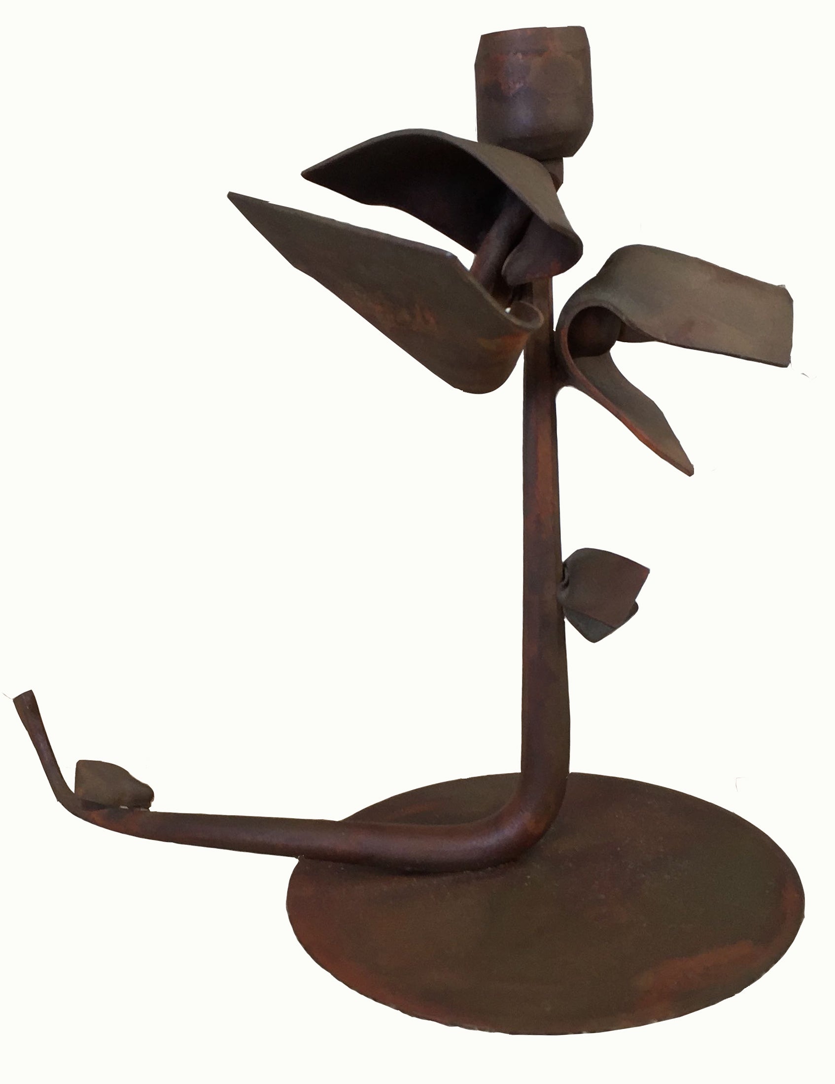 SOLD Albert Paley Forged Iron Floral Candlestick,