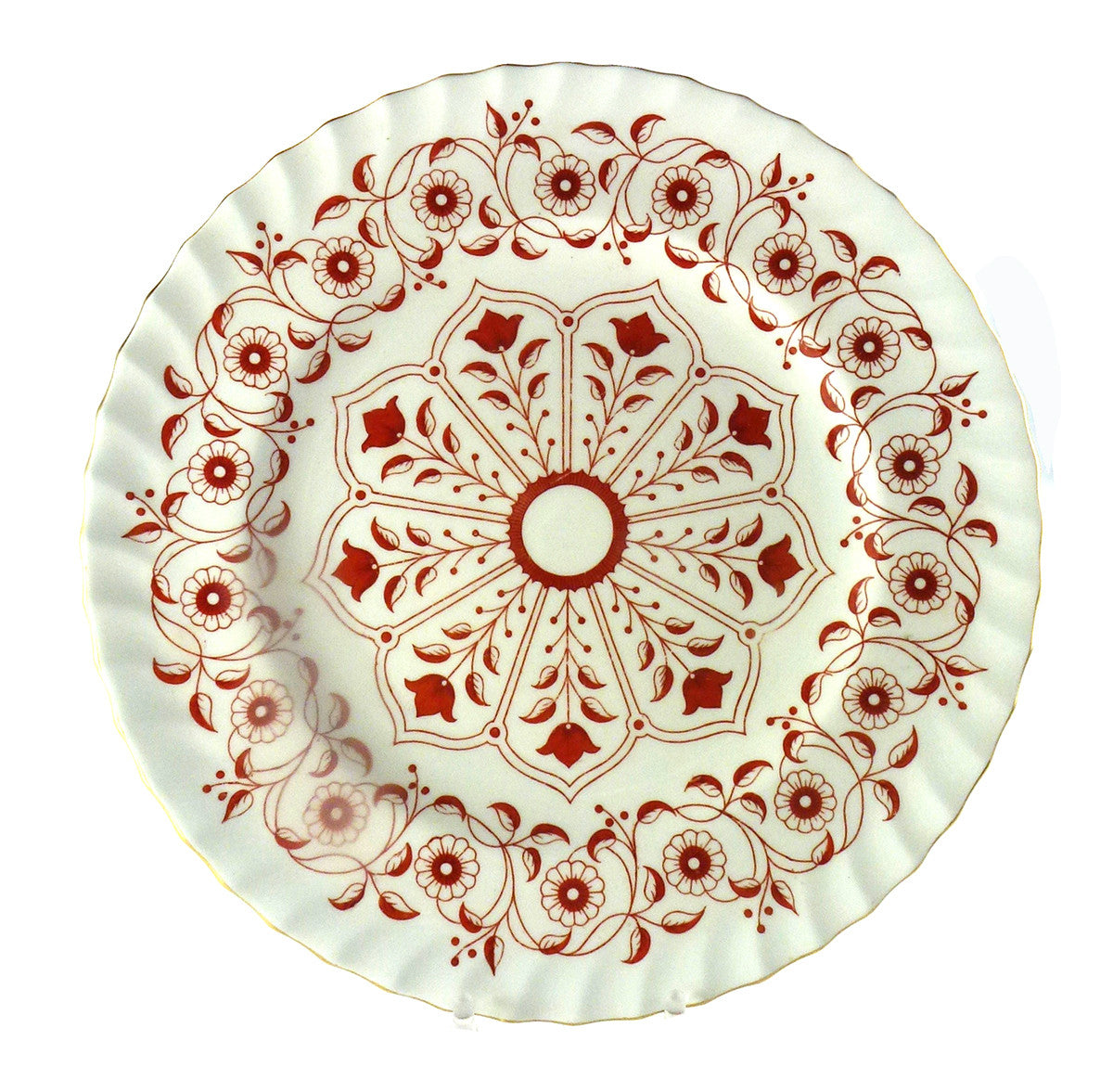 SOLD Royal Crown Derby Porcelain Rougemont Pattern Dinner Plates 10.5" Diameter Set of 16