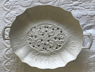 18th Century Staffordshire Saltglazed Stoneware Reticulated Cress Dish.