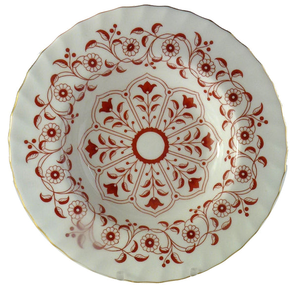 SOLD Royal Crown Derby Porcelain Rougemont Pattern Rim Soup Plates Set of 12