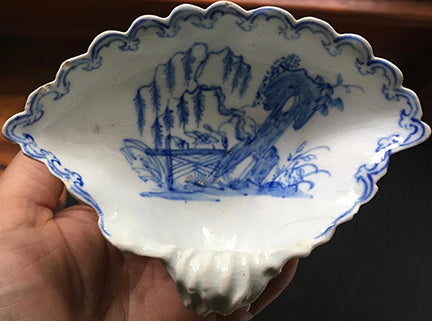 SOLD English Bow Porcelain Factory Early Shell Sweetmeat Dish, circa 1750