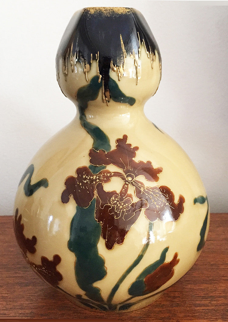 SOLD Bohemian Teplitz Art Nouveau Pottery Vase Painted with Flowers