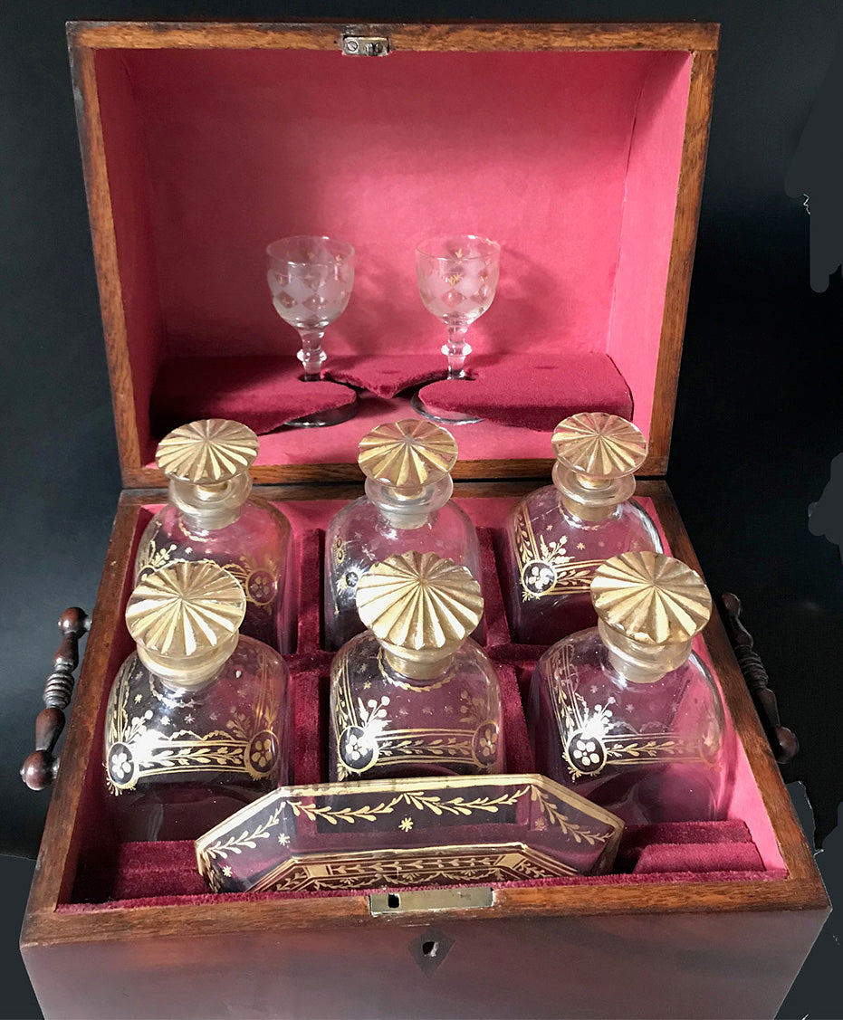 SOLD English Georgian Travelling Tantalus Mahogany Drinkware Set for Two