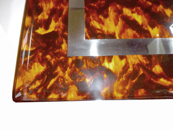 Sold Tortoiseshell-Look Acrylic Tray with Geometric Chrome Inlay | Jill ...