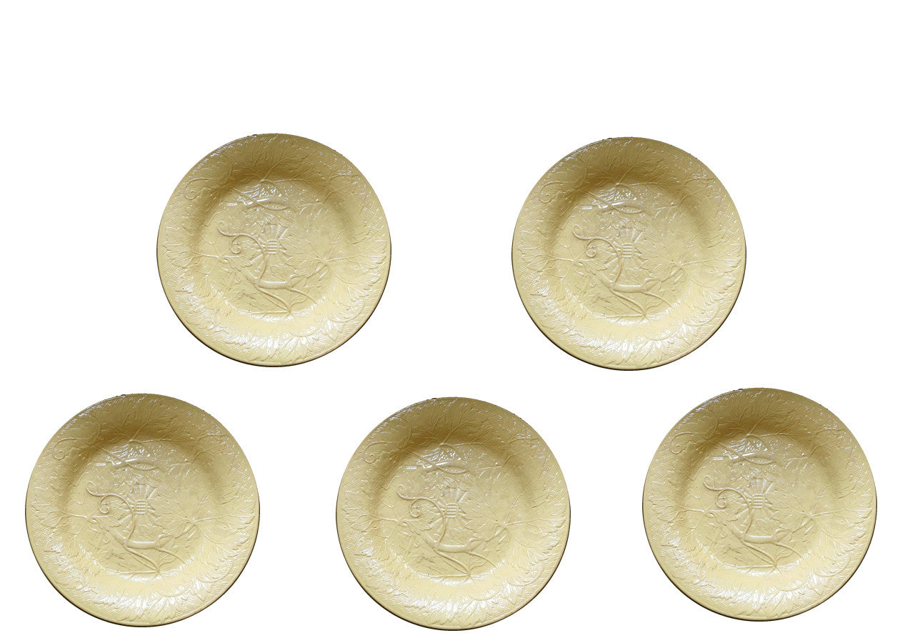SOLD English Wedgwood Smear-Glazed Drabware Molded Set of Five Plates
