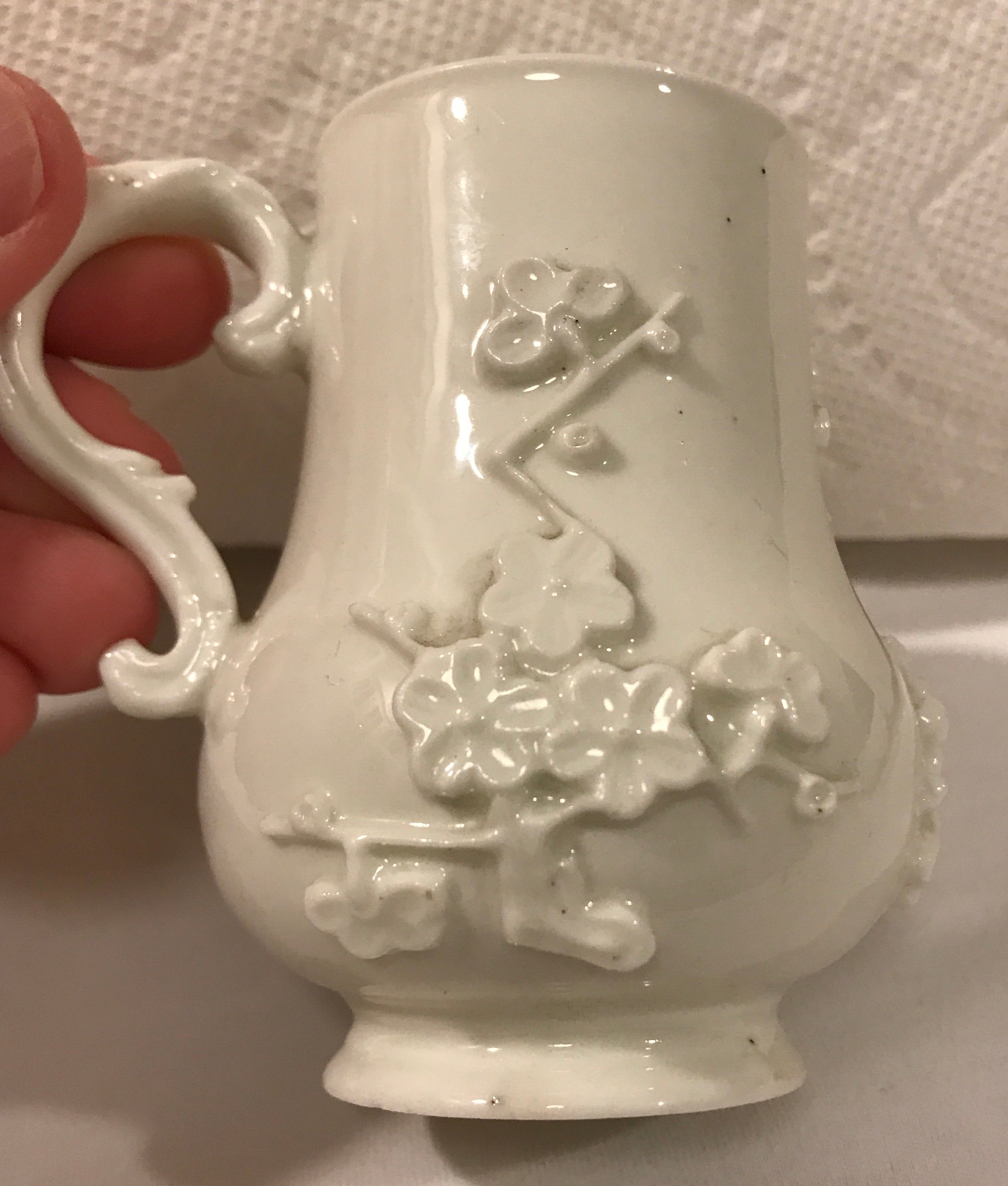 French 18th Century St Cloud Porcelain Blanc de Chine Cream Jug