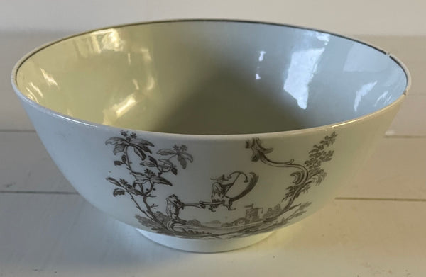 18th Century Worcester Porcelain Waste Bowl Transfer Printed in Black Chinoiseries
