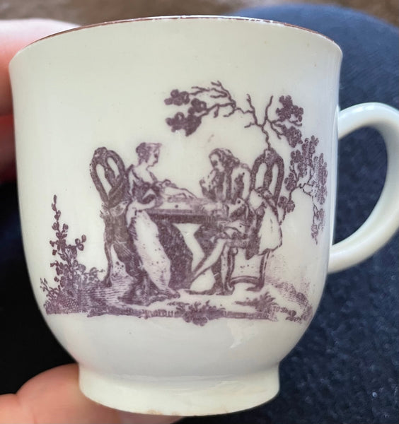 18th Century Bow Porcelain Printed Coffee Cup